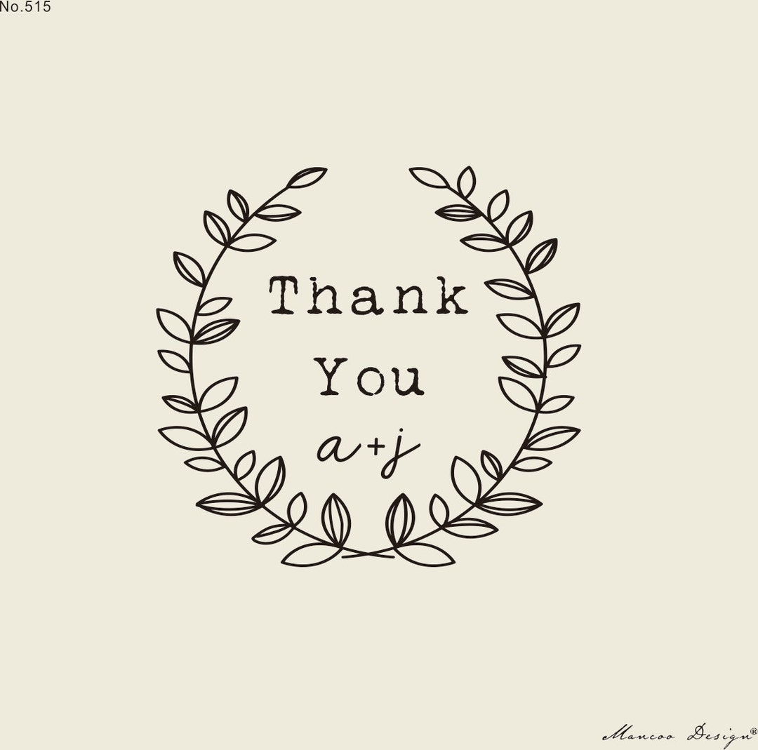 Custom Stamps Wreath Floral Custom Rubber Stamp thank You Etsy