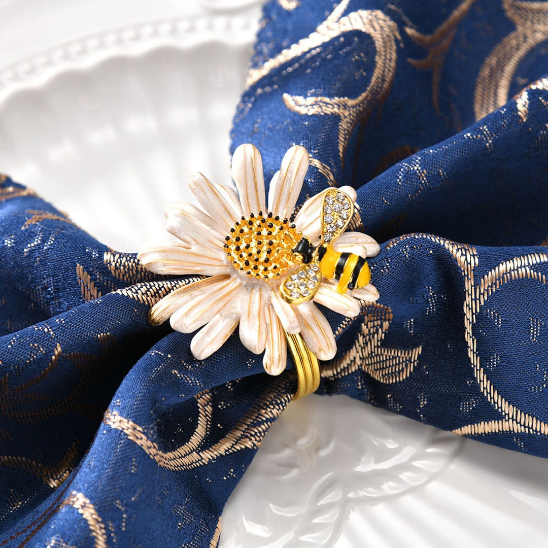 Set of 2/4/6 Daisy Sunflower Napkin Rings/ Gold Bee Napkin Etsy