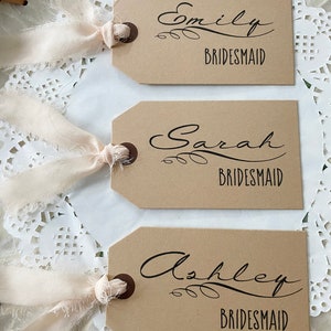 Bridesmaid Gift Tags, Personalized Wedding Name Tags, Personalized Placecards, Handwritten Font ...