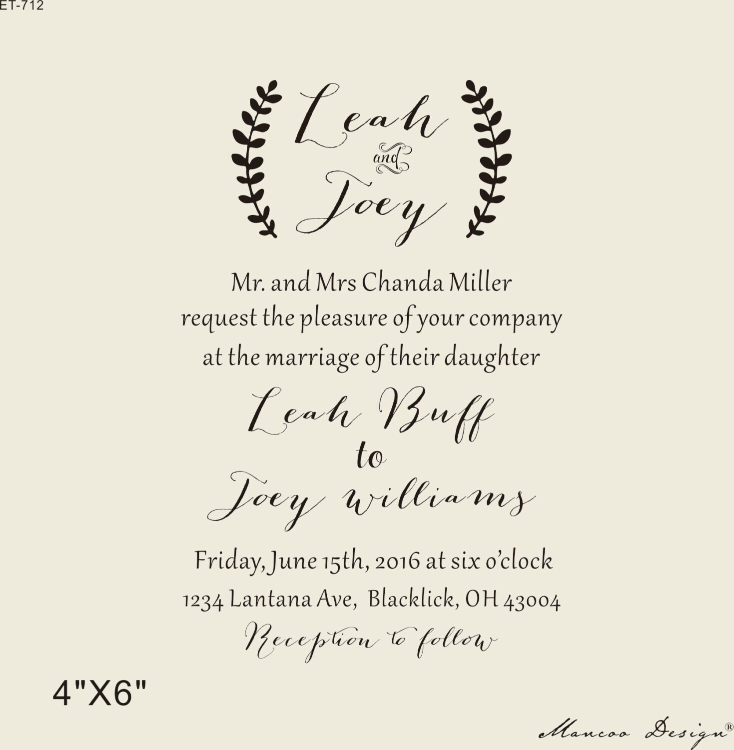 Custom Rubber Stamp 4 X6 wedding Invitation Etsy