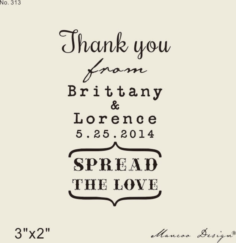 Custom Thank you rubber stamp 3 x2 Spread the Etsy