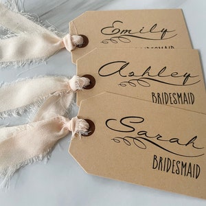 Bridesmaid Gift Tags, Personalized Wedding Name Tags, Personalized Placecards, Handwritten Font ...