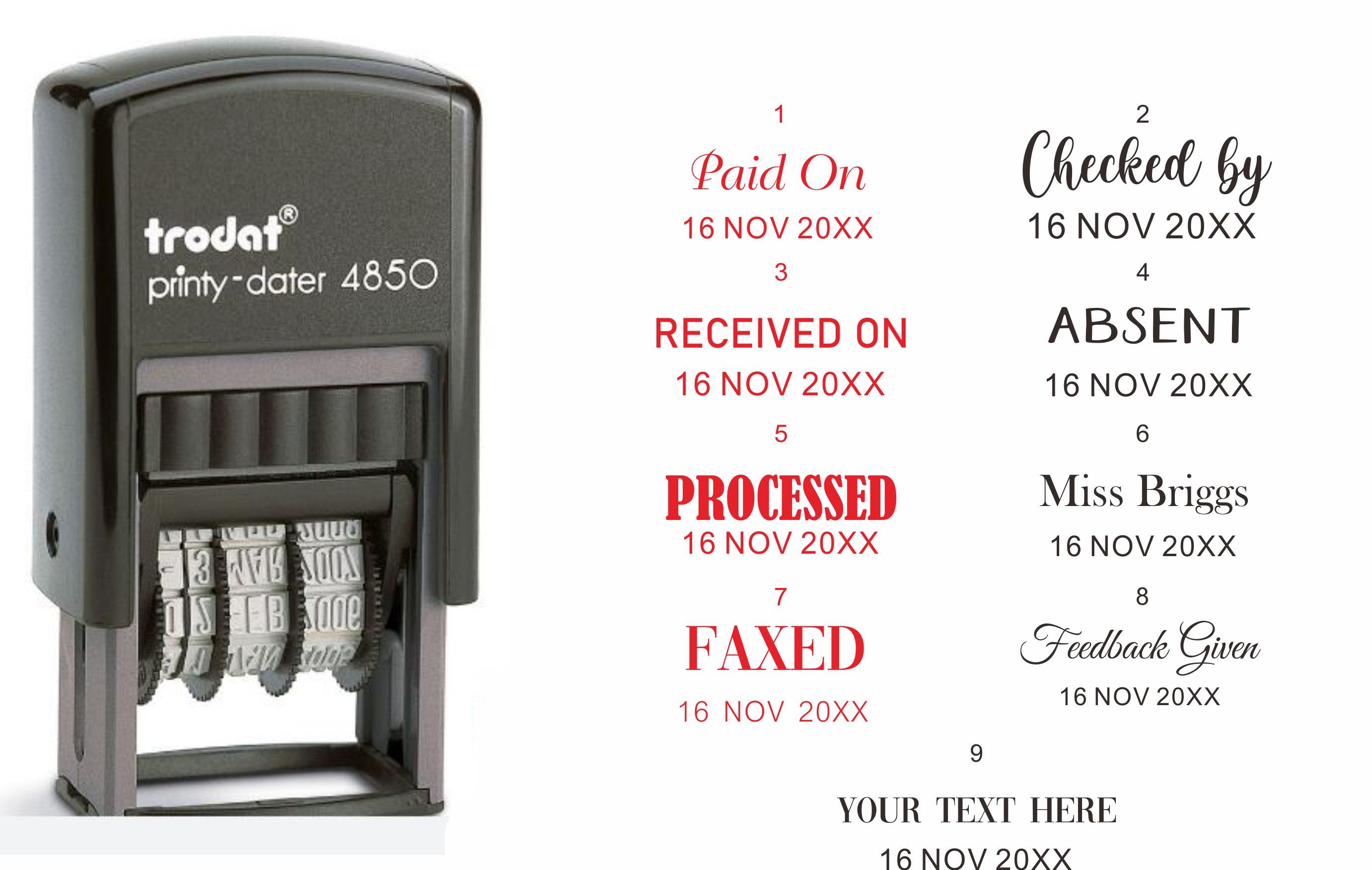Trodat 4850 Date Stamp with Received, Self Inking Stamp - Blue Ink