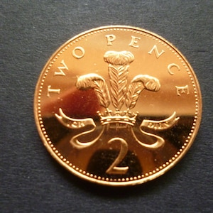 Moneda de dos peniques del Reino Unido de 1988: joyería de bronce sin circular