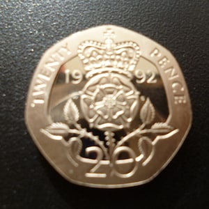 Vintage UK Twenty Pence Coin: Proof Condition, Jewelry Crafting