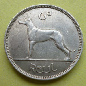 Vintage 1942 Irish Sixpence Coin: Wolfhound & Harp, Jewelry Making