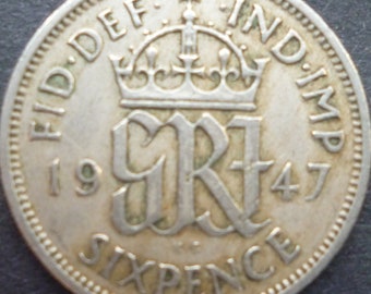 1947年 6ペンス硬貨 イギリス ジョージ6世より 誕生日、記念日、工芸品