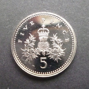 1994 UK Five Pence Coin: Uncirculated Jewelry Craft Supply