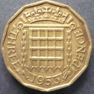 1953 UK Threepence Coin, Nickel Brass, Jewelry Craft