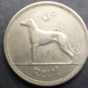 1963 Irish Sixpence Coin: Wolfhound & Harp, Jewelry Making