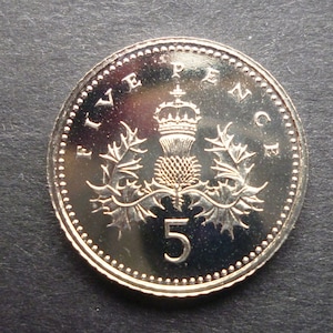 1990 UK Five Pence Coin: Uncirculated Jewelry Craft Supply