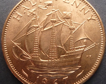 1966年ヴィンテージハーフペニーコイン：エリザベス2世女王