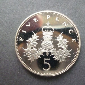 1988 UK Elizabeth II Proof 5p Coin: Thistle Design