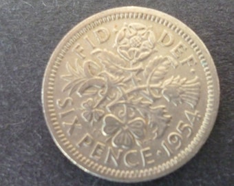 イギリス 1939 年 6 ペンス硬貨、50% 銀貨、使用済み (流通済み) の