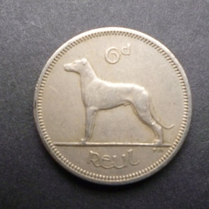 1962 Irish Sixpence Coin: Wolfhound & Harp, Craft Jewelry