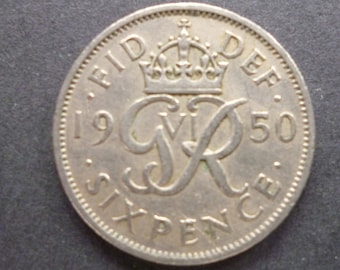 1950年 ラッキー 6ペンス コイン イギリス - ジョージ6世 - 誕生日