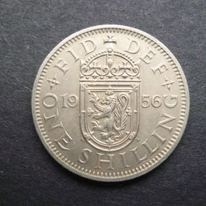 United Kingdom 1956 Shilling coin (Scottish Version) ideal gift or for craft or jewellery making in good used (circulated) condition. 1956