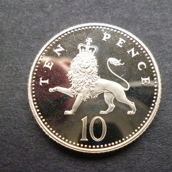 United Kingdom Royal Mint Year 2000 Proof Ten Pence Coin housed in a new capsule and in flawless proof condition.