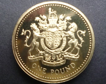 英国王立造幣局発行の1985年ニッケル真鍮プルーフ1ポンド硬貨