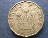 Great BritainThreepence coin 1946 in good used (circulated) condition, Nickel Brass, ideal gift or for jewellery or craftmaking projects.