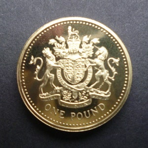 Pièce de une livre de la Royal Mint britannique de 1993 : reine Elizabeth, armoiries royales