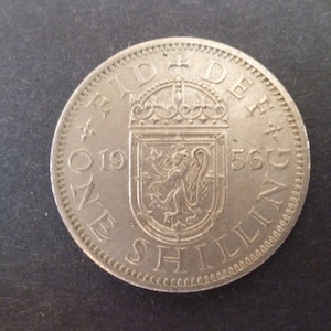 United Kingdom 1956 Shilling coin (Scottish Version) ideal gift or for craft or jewellery making in good used (circulated) condition. 1956