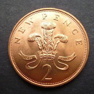 Moneda vintage de dos peniques de 1971: Reina Isabel, joyería artesanal