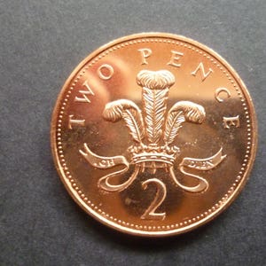 Moneda de dos peniques del Reino Unido de 1996: Moneda de bronce artesanal sin circular