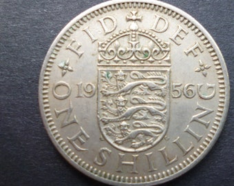 United Kingdom 1956 Shilling coin (English Version) ideal gift or for craft or jewellery making in good used (circulated) condition.