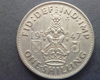 United Kingdom 1947 Shilling coin (Scottish Version) ideal gift or for craft or jewellery making in good used (circulated) condition.