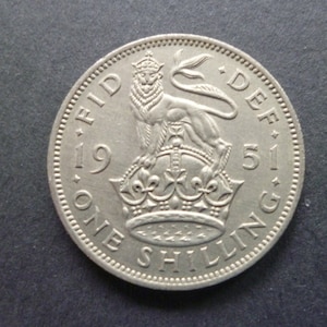 1951 UK Shilling Coin: Cupro-Nickel English Version