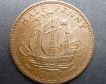 1963年イギリス ペニーコイン、エリザベス2世女王、クラフトジュエリー
