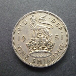 1951 UK Shilling Coin: Cupro-Nickel English Version