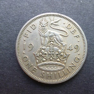 1949 UK Shilling Coin: King George VI, Cupro-Nickel
