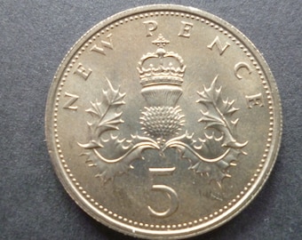 1969年英国5ペンス硬貨：エリザベス女王、ジュエリークラフト - Etsy 日本