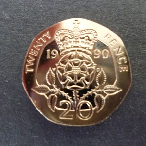 Moneda de veinte peniques del Reino Unido de 1990: cuproníquel sin circular (20 peniques)
