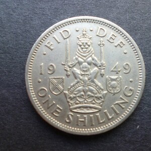 1949 Scottish Shilling Coin: UK Royal Mint, Cupro-Nickel