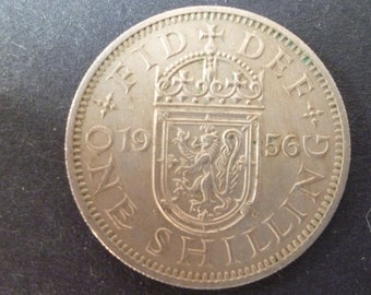 United Kingdom 1956 Shilling coin (Scottish Version) ideal gift or for craft or jewellery making in good used (circulated) condition.