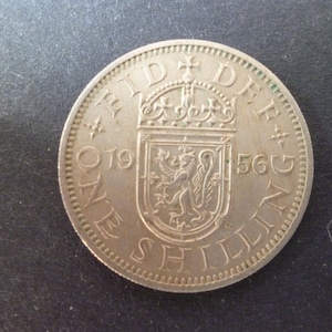 United Kingdom 1956 Shilling coin (Scottish Version) ideal gift or for craft or jewellery making in good used (circulated) condition. 1956