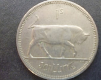 1966 Irish Shilling Coin: Bull & Harp, Jewelry Making, Craft Supplies
