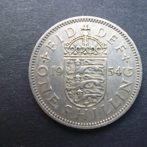 1954 United Kingdom Shilling Coin: English Version, Craft Jewelry