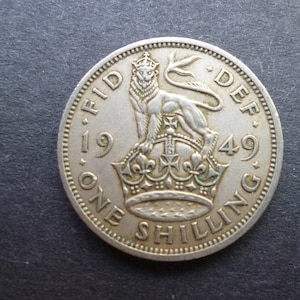 1949 UK Shilling Coin: King George VI, Cupro-Nickel