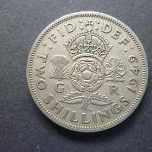 1949 English Two Shillings Florin Coin: Cupro-Nickel Craft Supply