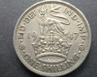 United Kingdom 1947 Shilling coin (English Version) ideal gift or for craft or jewellery making in good used (circulated) condition.