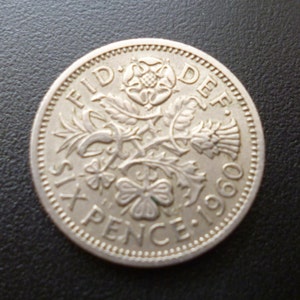1960 UK Sixpence Coin: 65th Birthday Gift, Jewelry Making