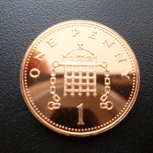 UK Penny coin in superb proof condition ideal for jewellery or craftmaking, dates from 1983 to 2003