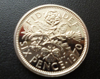1970 Proof Sixpence Münze: Letzte Ausgabe, Cupro-Nickel in Capsule