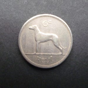 1962 Irish Sixpence Coin: Wolfhound & Harp, Craft Jewelry
