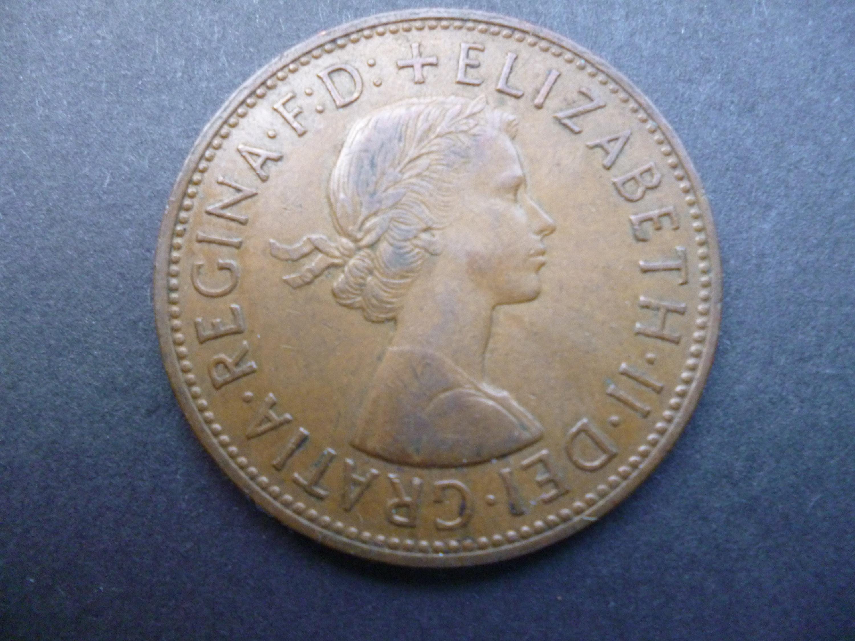 1962年英国1ペニー硬貨、エリザベス2世女王、クラフトジュエリー