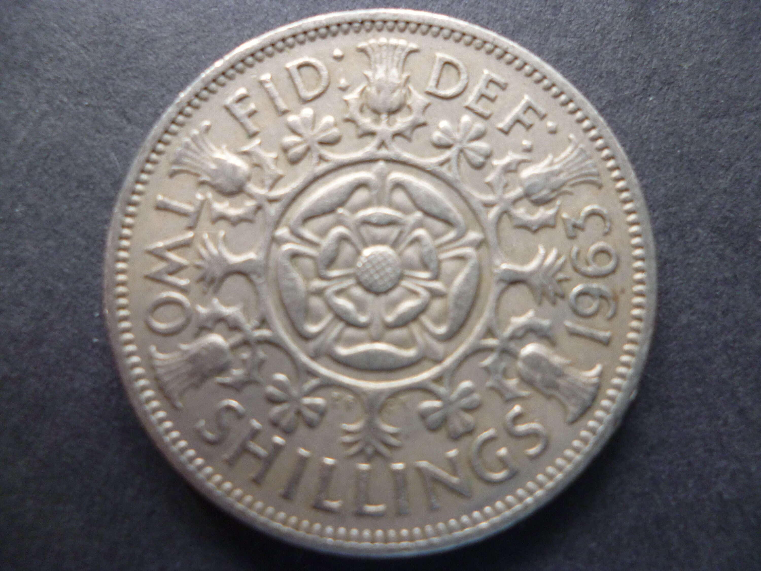 1963 Two Shillings Florin Coin: English Cupro-nickel Coin for